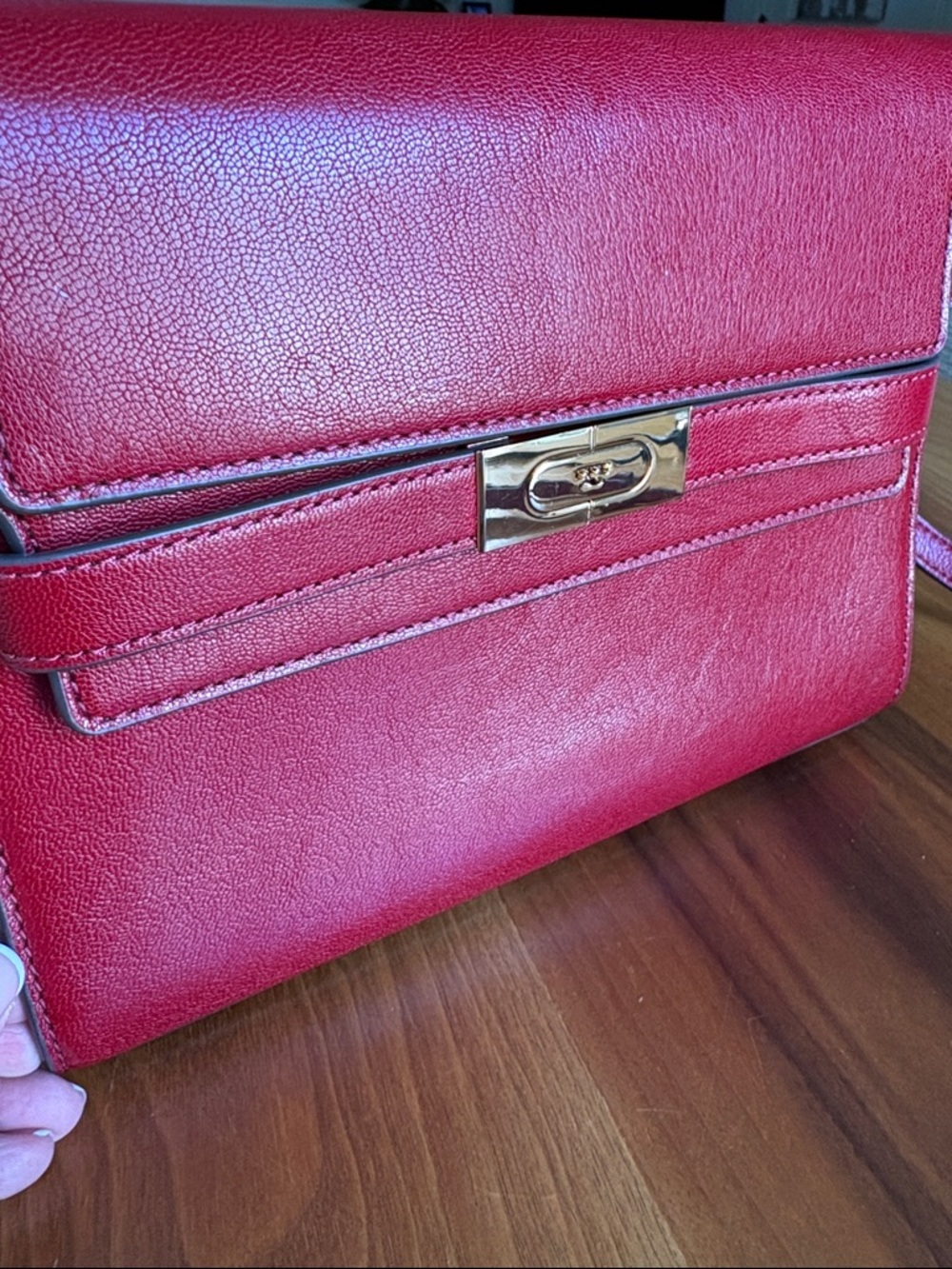 Tory Burch Red Leather Crossbody with Gold Hardware - Picture 3 of 16